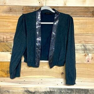The Limited size XL gray crop sequins sweater cardigan